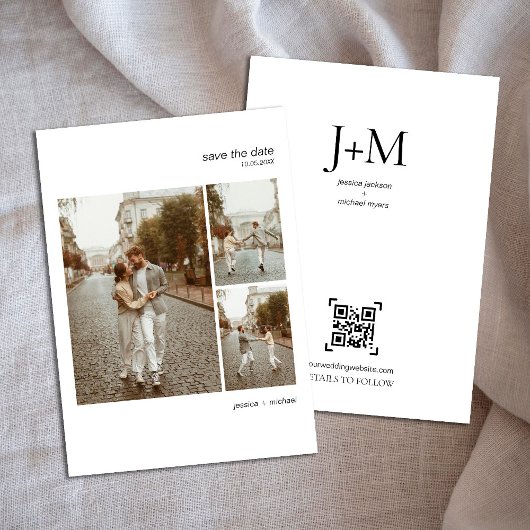 Moderne Minimalistische Trouwkaart Met Meerdere Fo Save The Date