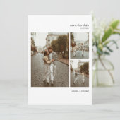 Moderne Minimalistische Trouwkaart Met Meerdere Fo Save The Date (Staand voorkant)