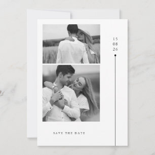 Moderne Minimalistische Trouwkaart met Twee Foto's Kaart