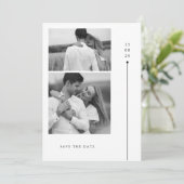 Moderne Minimalistische Trouwkaart met Twee Foto's Kaart (Staand voorkant)