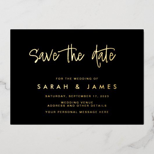 Moderne Minimalistische Trouwkaart Save the Date Folie Uitnodiging (Voorkant)
