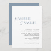 Moderne Minimalistische Trouwkaart Stofblauw Uitno (Voorkant / Achterkant)