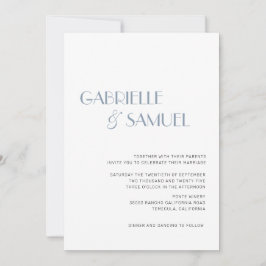 Moderne Minimalistische Trouwkaart Stofblauw Uitno