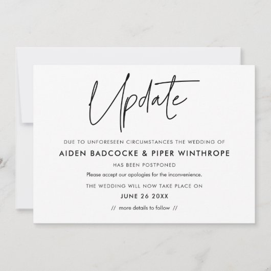 Moderne minimalistische trouwkaart update kaart (Voorkant)