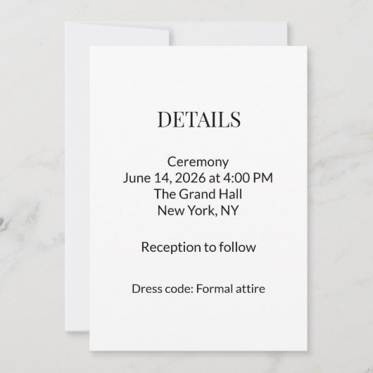 Moderne Minimalistische Trouwkaart Zwart Wit Detai Kaart (Voorkant)