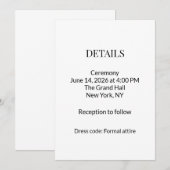 Moderne Minimalistische Trouwkaart Zwart Wit Detai Kaart (Voorkant / Achterkant)