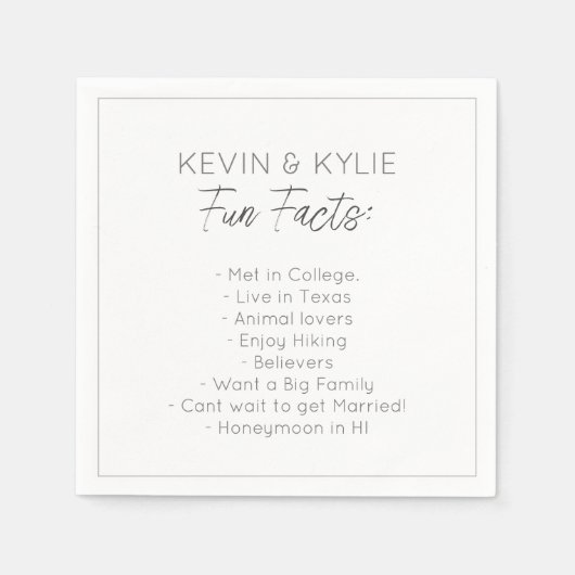 Moderne Minimalistische Trouwkoppel Feiten Servet (Voorkant)