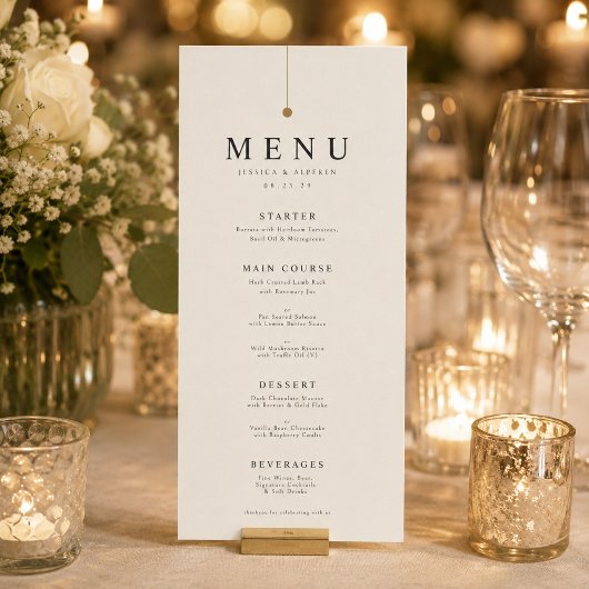 Moderne Minimalistische Trouwmenu Kaart