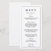 Moderne Minimalistische Trouwmenu Kaart (Voorkant / Achterkant)