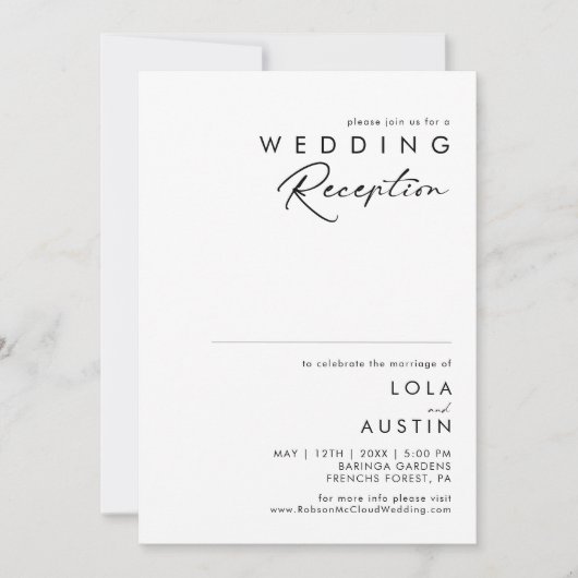 Moderne Minimalistische Trouwontvangst Uitnodiging (Voorkant)