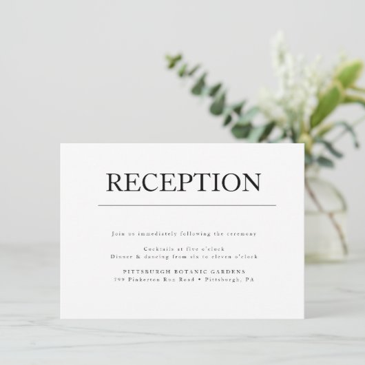Moderne Minimalistische Trouwontvangstkaart Kaart (Staand voorkant)