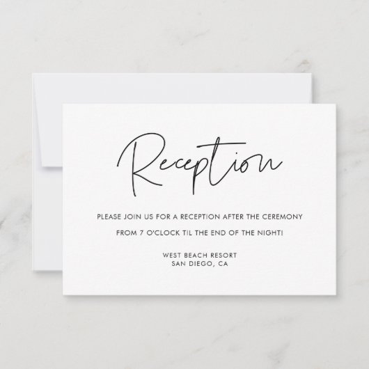 Moderne minimalistische trouwreceptiekaart kaart (Voorkant)