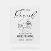 Moderne minimalistische trouwrecord gastenboek tek acryl bord (Voorkant)