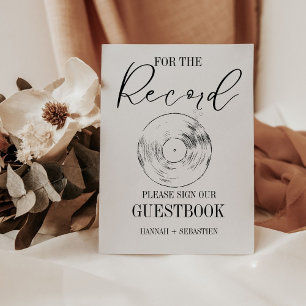 Moderne minimalistische trouwrecord gastenboek tek reclamebord met voetstuk