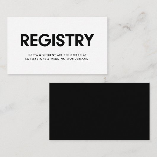 Moderne minimalistische trouwregistratiekaart informatiekaartje (Voorkant / Achterkant)