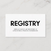 Moderne minimalistische trouwregistratiekaart informatiekaartje (Voorkant)
