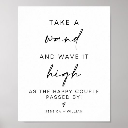 Moderne minimalistische trouwstaf verstuur teken poster (Voorkant)