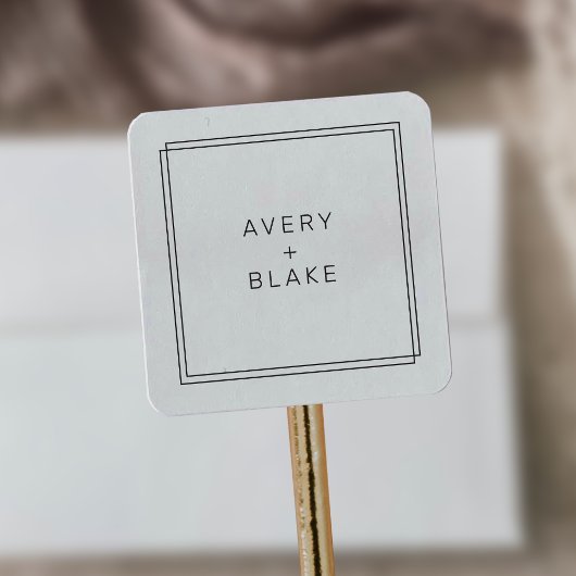 Moderne minimalistische trouwstickers / AVERY Suit Vierkante Sticker