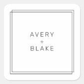 Moderne minimalistische trouwstickers / AVERY Suit Vierkante Sticker (Voorkant)