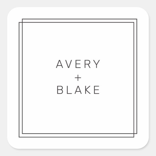 Moderne minimalistische trouwstickers / AVERY Suit Vierkante Sticker (Voorkant)