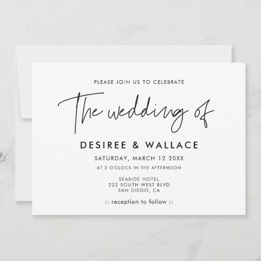 Moderne minimalistische trouwuitnodiging kaart (Voorkant)