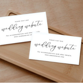 Moderne minimalistische trouwwebsite informatiekaartje