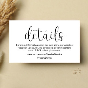 Moderne Minimalistische Trouwwebsite RSVP Details Informatiekaartje