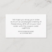 Moderne minimalistische Tumbler Cup Business Dank  Informatiekaartje (Achterkant)