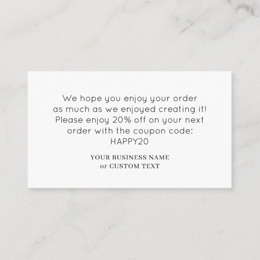 Moderne minimalistische Tumbler Cup Business Dank  Informatiekaartje (Achterkant)