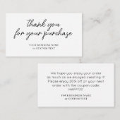 Moderne minimalistische Tumbler Cup Business Dank  Informatiekaartje (Voorkant / Achterkant)