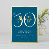 Moderne Minimalistische Turquoise Dertig Script Ve Folie Uitnodiging (Staand Voorkant)