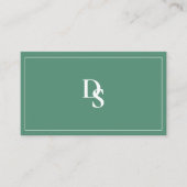 Moderne Minimalistische Turquoise Groene Initialen Visitekaartje (Voorkant)