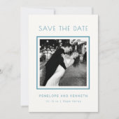 Moderne Minimalistische Turquoise Rand Foto Bruilo Save The Date (Voorkant)