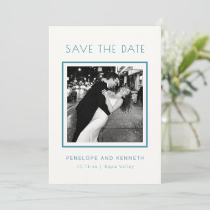 Moderne Minimalistische Turquoise Rand Foto Bruilo Save The Date