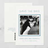 Moderne Minimalistische Turquoise Rand Foto Bruilo Save The Date (Voorkant / Achterkant)