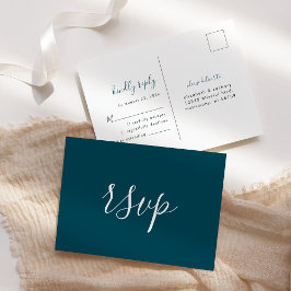 Moderne Minimalistische Turquoise Trouw-RSVP Briefkaart