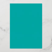 Moderne Minimalistische Turquoise Vijftig Script V Folie Uitnodiging (Achterkant)