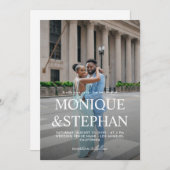 Moderne minimalistische twee foto bruiloft met QR- Kaart (Voorkant / Achterkant)