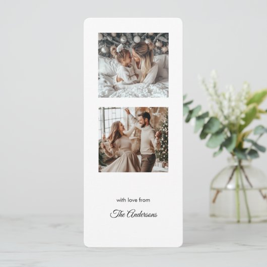 Moderne minimalistische twee foto kerstvakantie (Staand voorkant)
