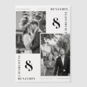 Moderne minimalistische twee foto's slaan de datum vellum uitnodigingen (Voorkant)