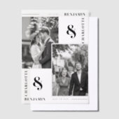 Moderne minimalistische twee foto's slaan de datum vellum uitnodigingen (Offset)