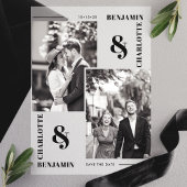 Moderne minimalistische twee foto's slaan de datum vellum uitnodigingen