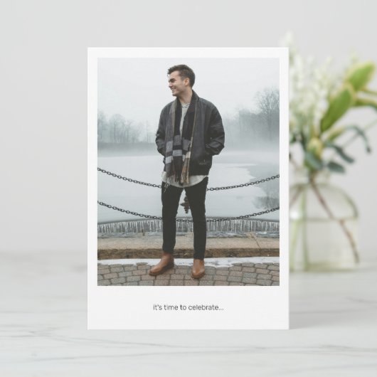 Moderne Minimalistische Twee Foto's Zwarte Witte A Kaart (Staand voorkant)