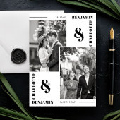 Moderne Minimalistische Tweefoto Save the Date Kaa
