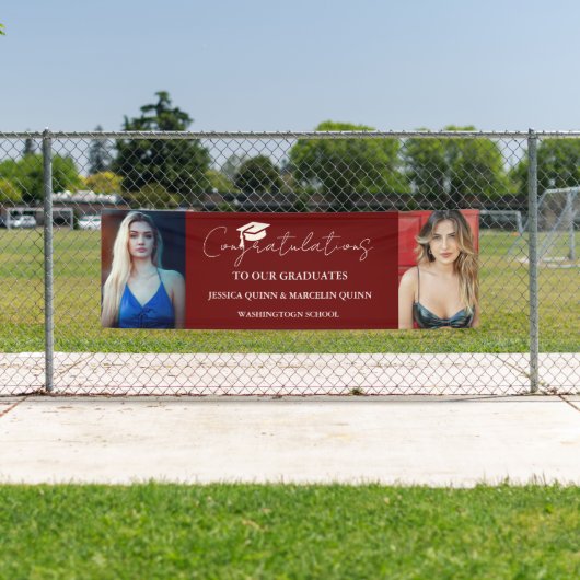 Moderne minimalistische tweeling Afstuderen fotofe Spandoek (Insitu)