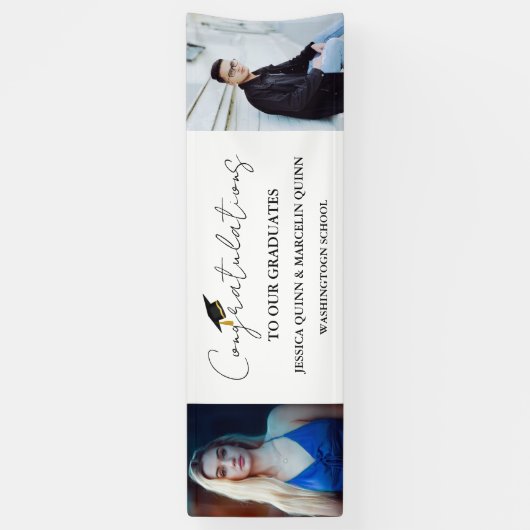 Moderne minimalistische tweeling Afstuderen fotofe Spandoek (Verticaal)