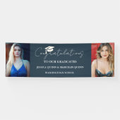 Moderne minimalistische tweeling Afstuderen fotofe Spandoek (Horizontaal)