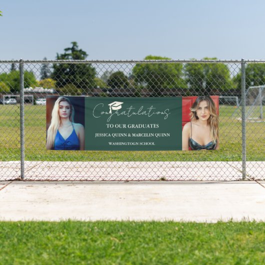 Moderne minimalistische tweeling Afstuderen fotofe Spandoek (Insitu)