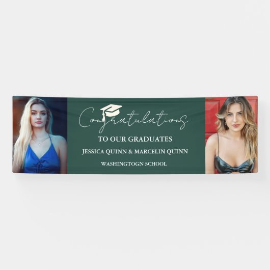 Moderne minimalistische tweeling Afstuderen fotofe Spandoek (Horizontaal)