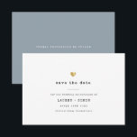 Moderne Minimalistische Typemachine Goud Trouw Sto Save The Date<br><div class="desc">Deze eenvoudige Save the Date kaart voor uw trouwfeest straalt eenvoud uit. Moderne typemachine-typografie en geaccentueerd door een delicaat hart in (gedrukt) goud,  dit is minimalistisch en toch zo elegant. Dit is de stoffige blauwe versie.</div>